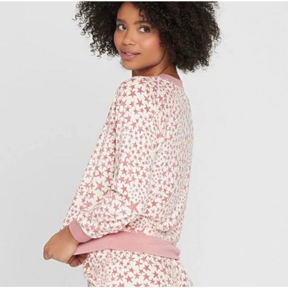 L*Space Star Print Stars Align Long Sleeve PJ top in Pink/Cream, size XS NWT - Picture 3 of 11